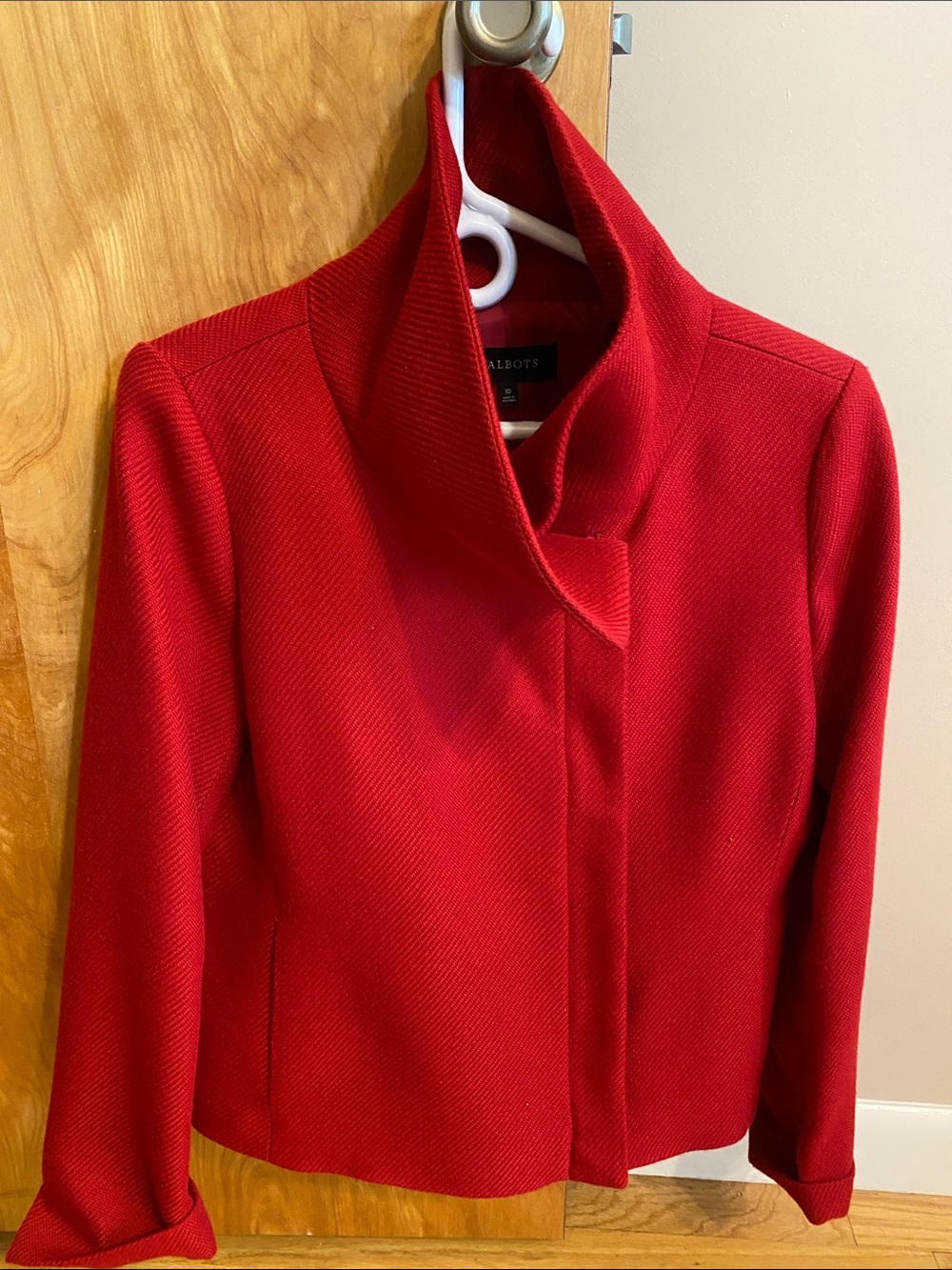 Talbots Red Cropped Blazer Jacket with Sculpted Collar - Picture 3 of 7